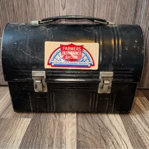 Retro Vintage Black Metal Lunchbox from 1950s/1960s